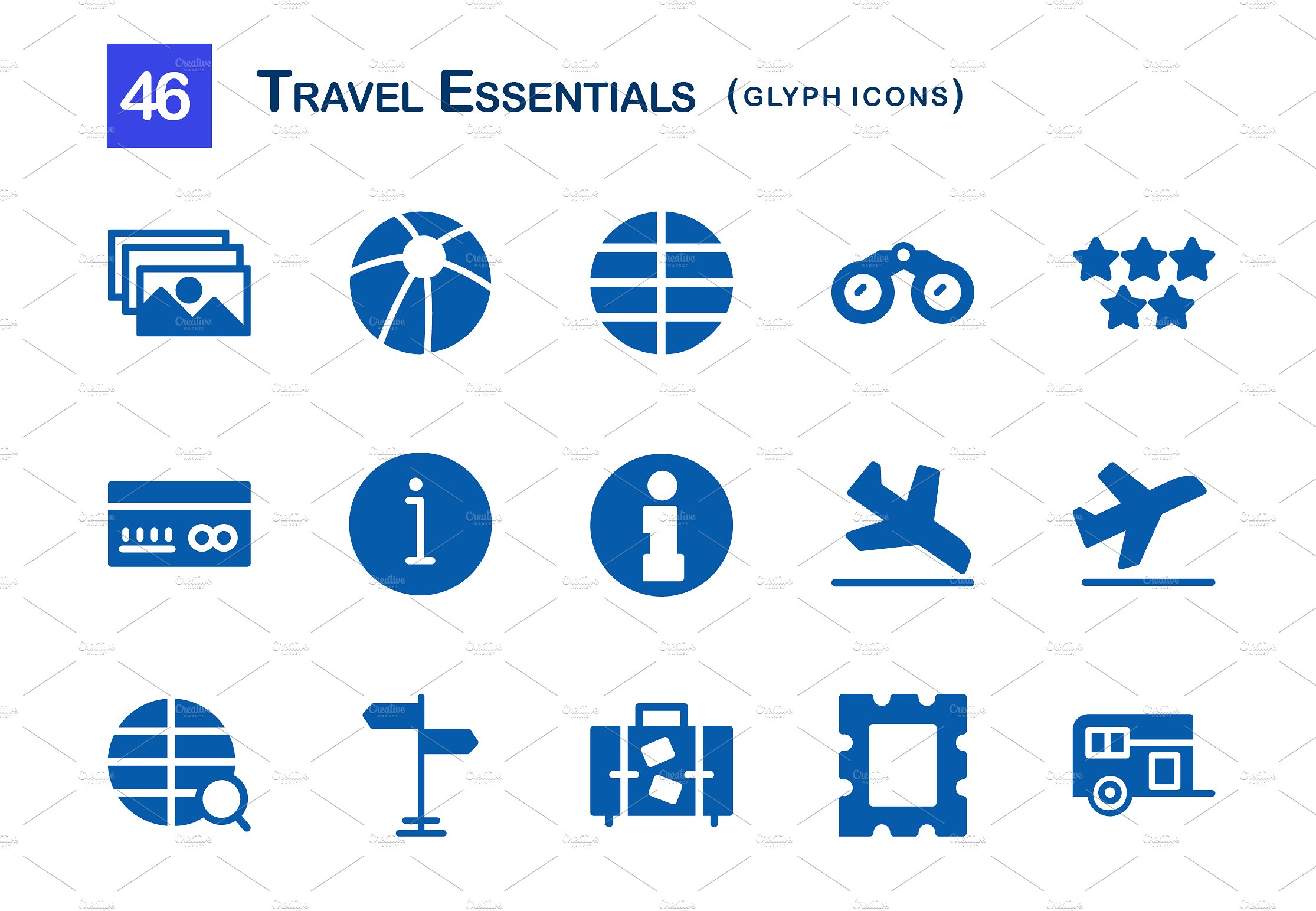 46 Travel Essentials Glyph Ico