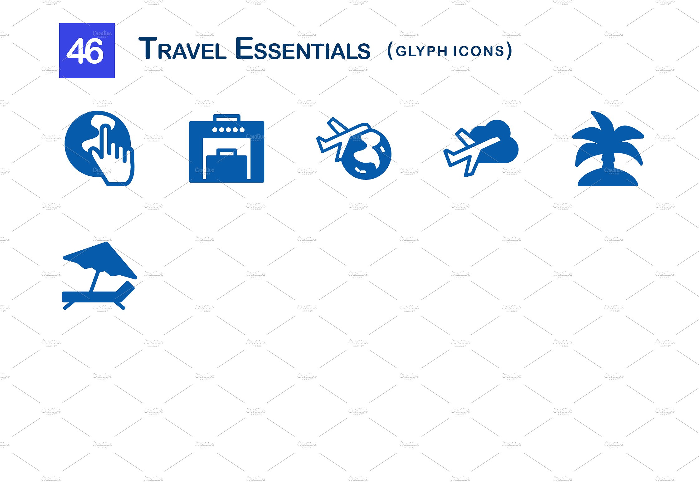 46 Travel Essentials Glyph Ico