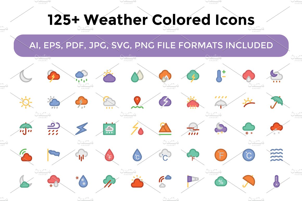 125 Weather Colored Icons