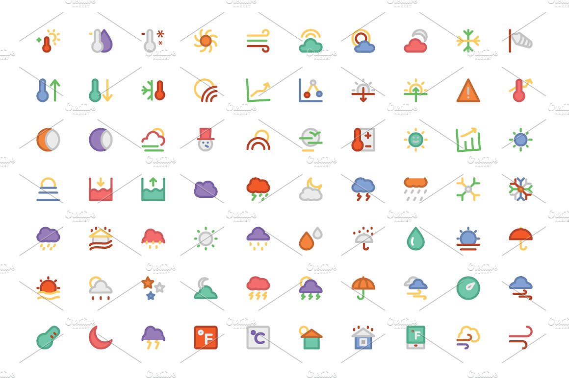 125 Weather Colored Icons