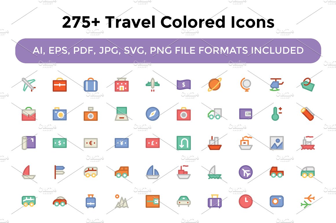 275 Travel Colored Icons