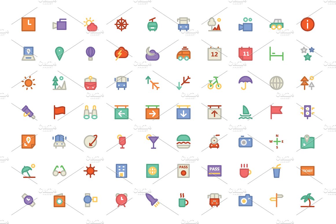 275 Travel Colored Icons