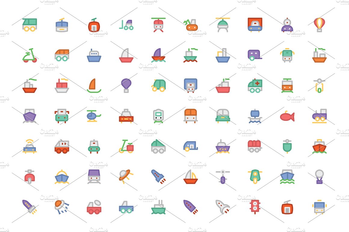 225 Transport Colored Icons