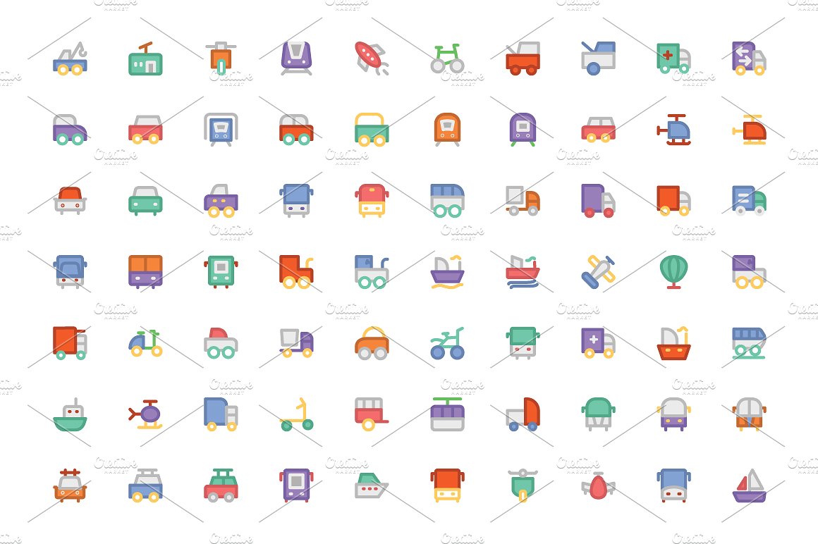 225 Transport Colored Icons