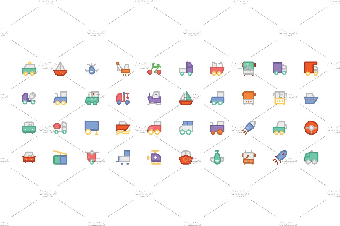 225 Transport Colored Icons