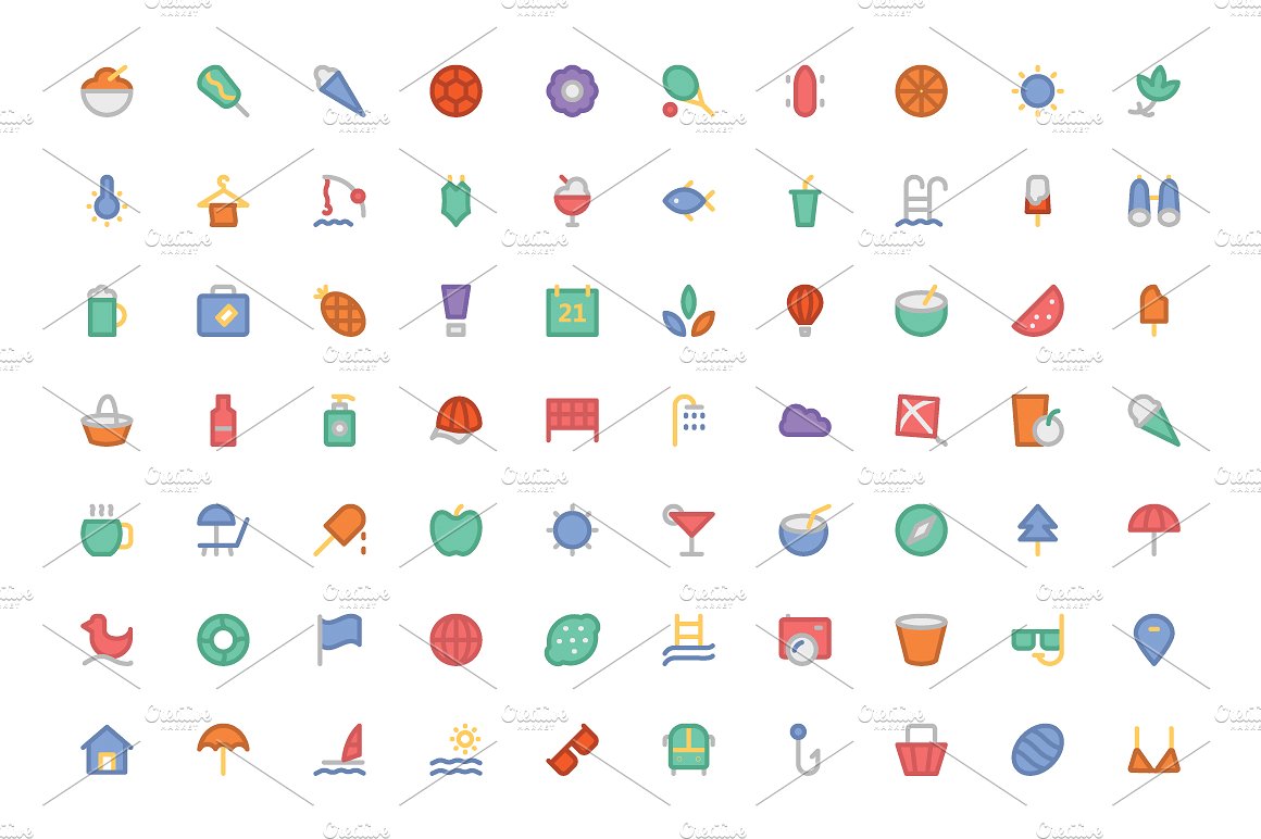 150 Summer Colored Icons