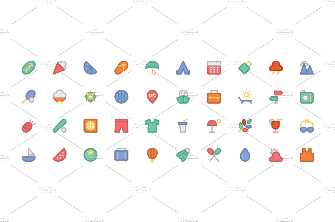 150 Summer Colored Icons