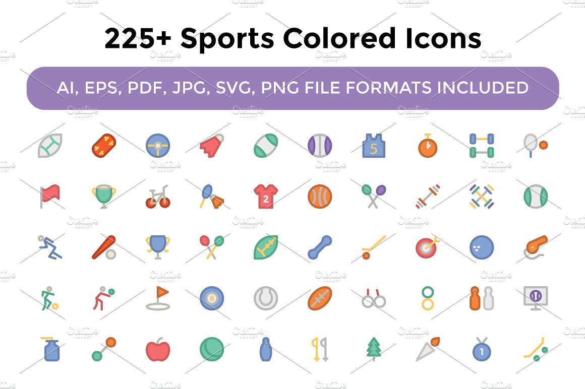 225 Sports Colored Icons