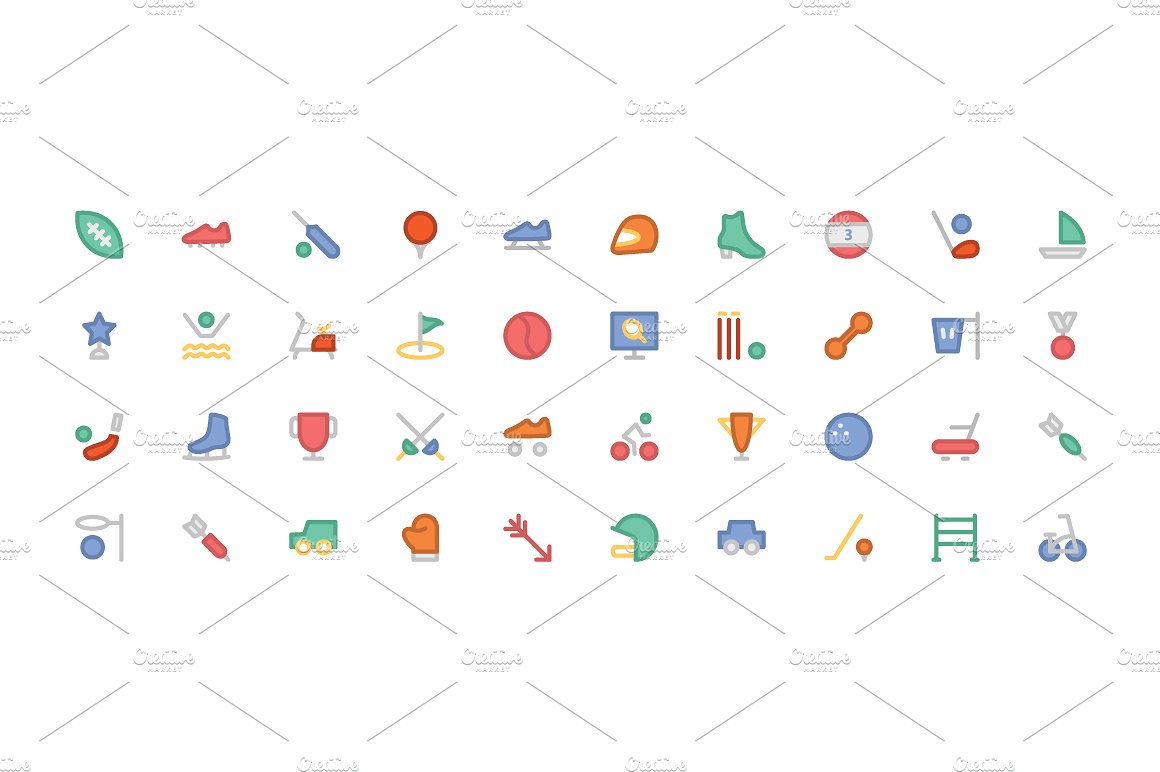 225 Sports Colored Icons