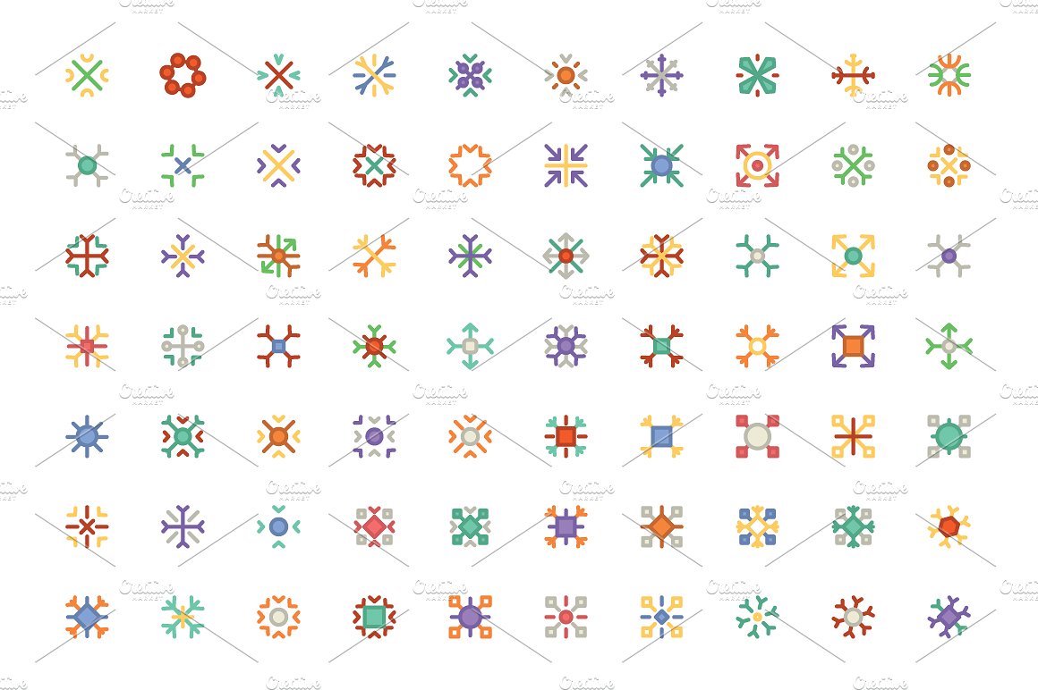 100 Snow Flakes Colored Icons