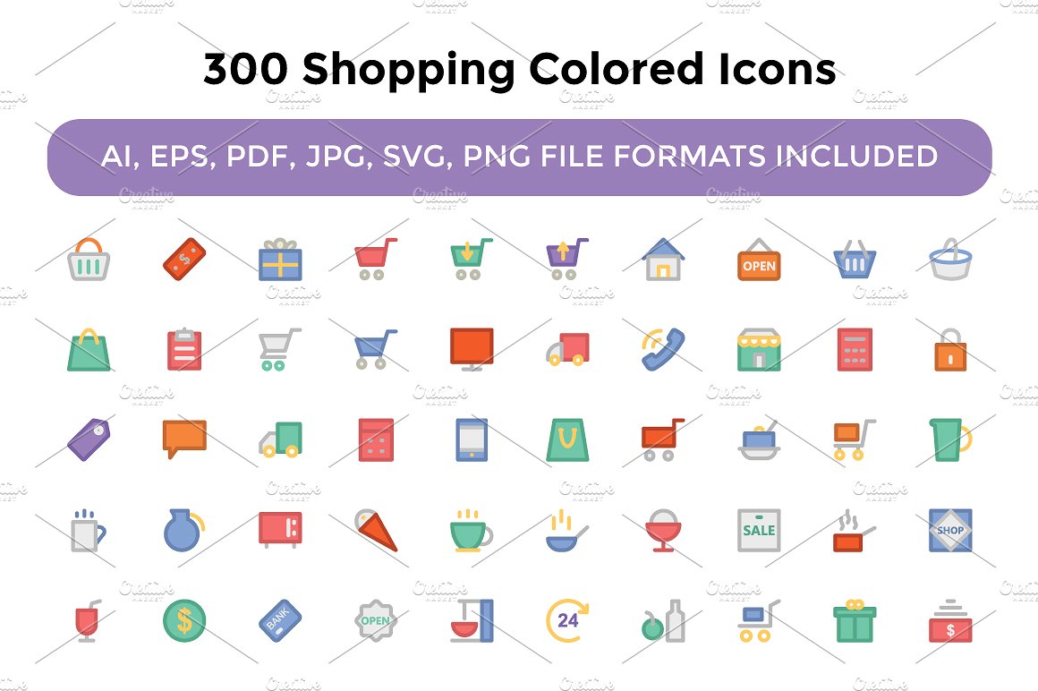 300 Shopping Colored Icons