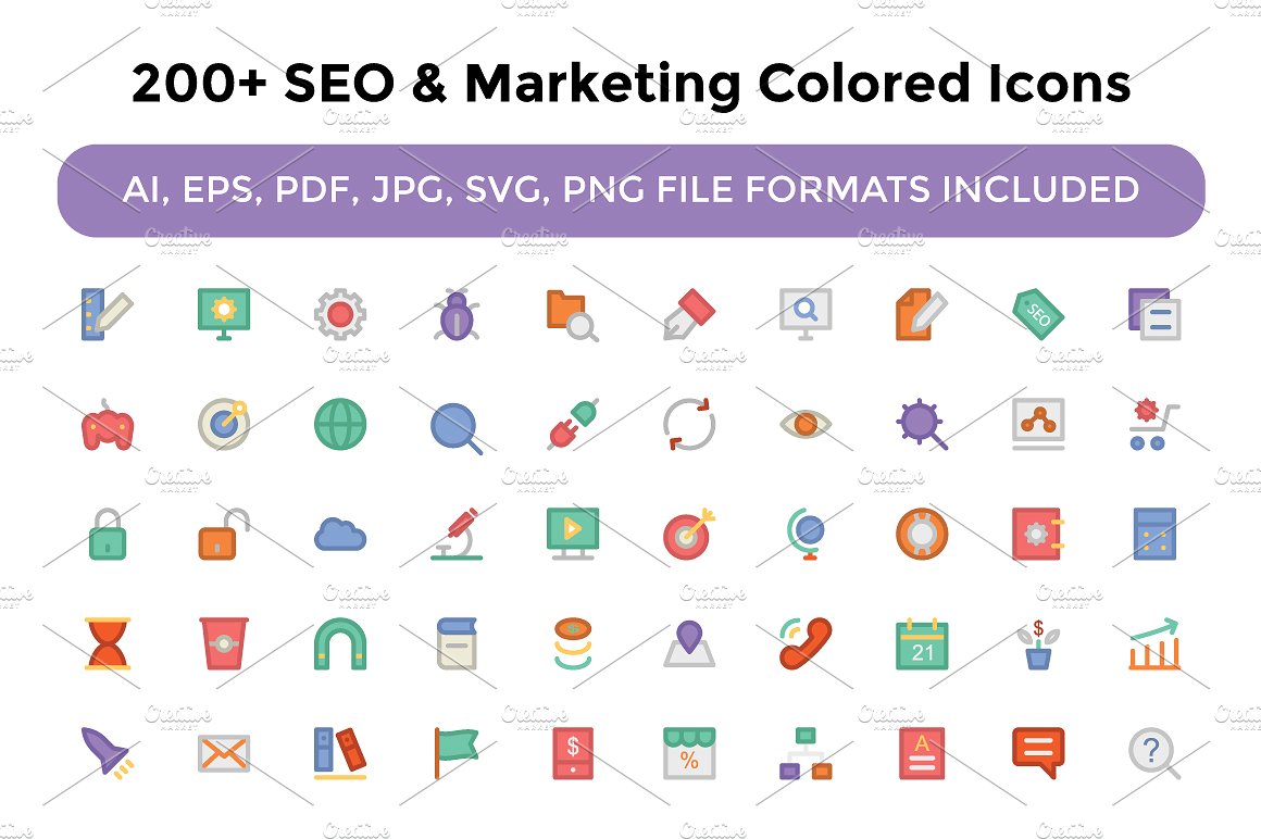 200 Seo and Marketing Colored