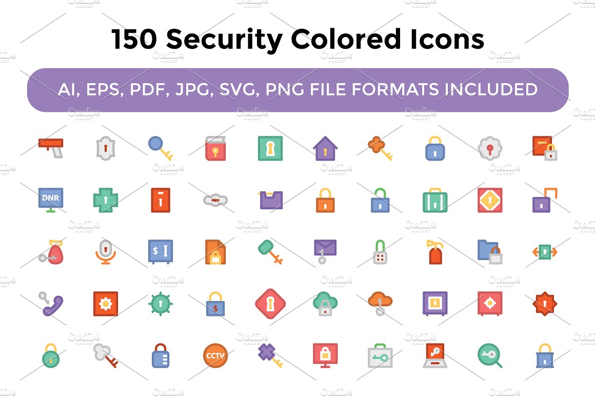 150 Security Colored Icons