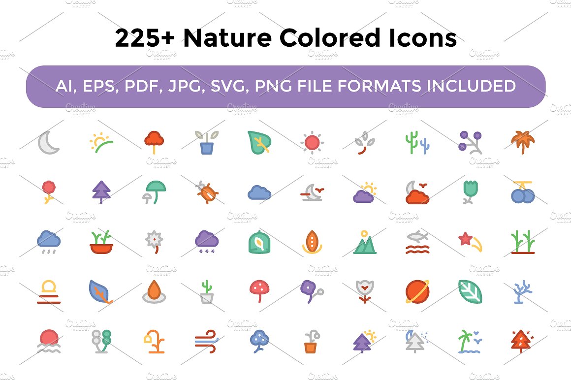 225 Nature Colored Icons