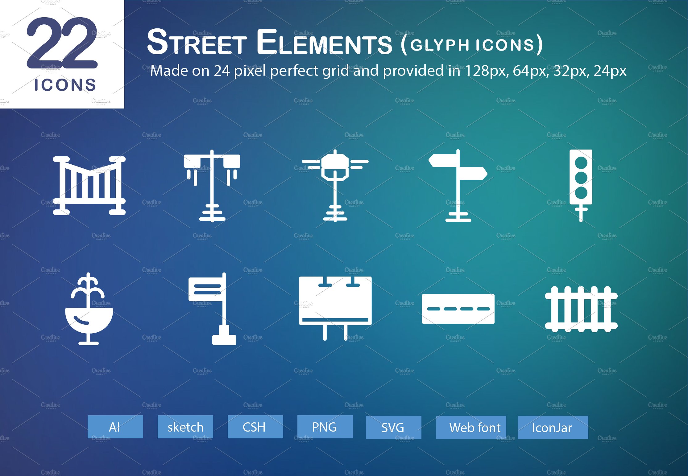 22 Street Elements Glyph Icons