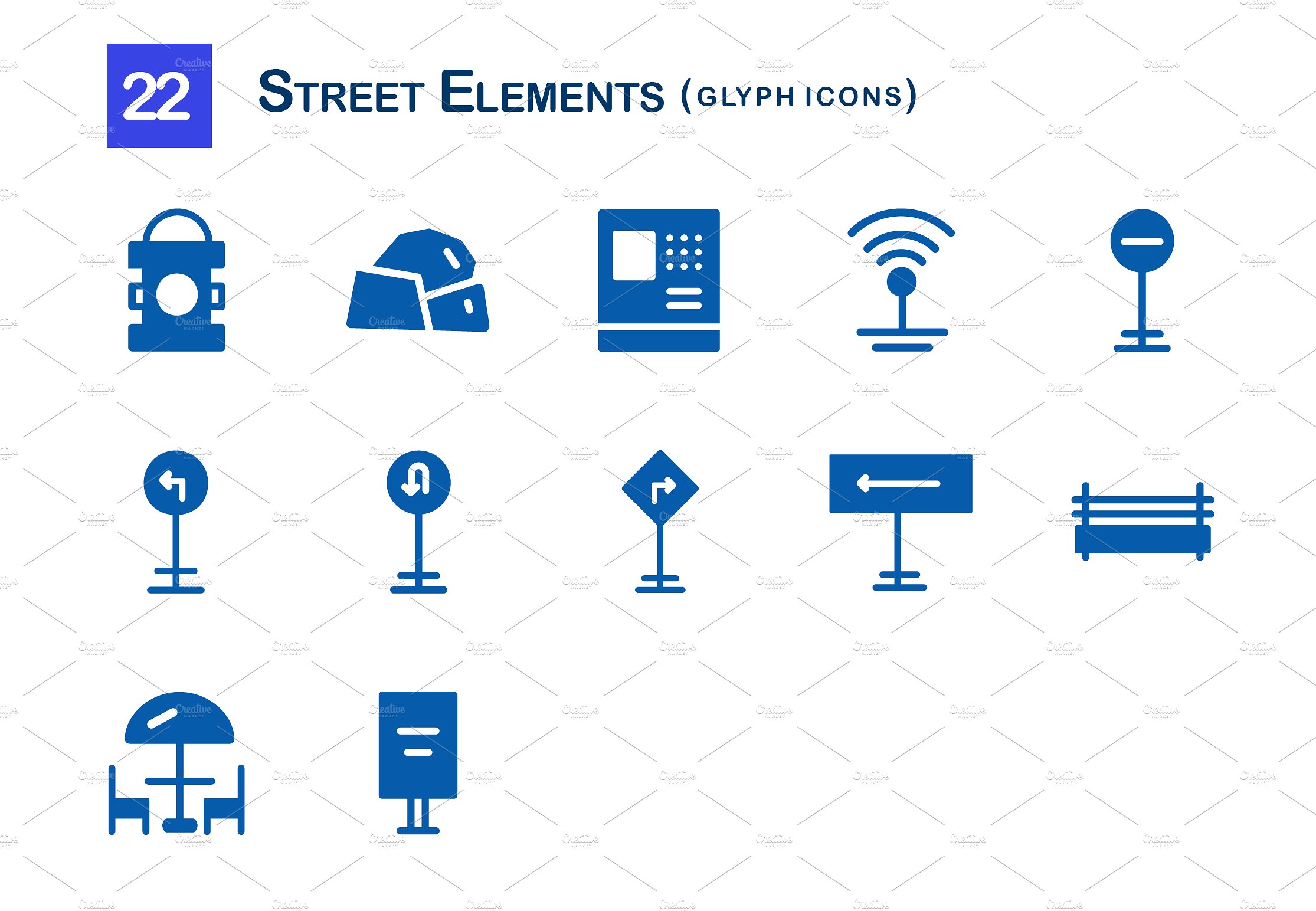 22 Street Elements Glyph Icons