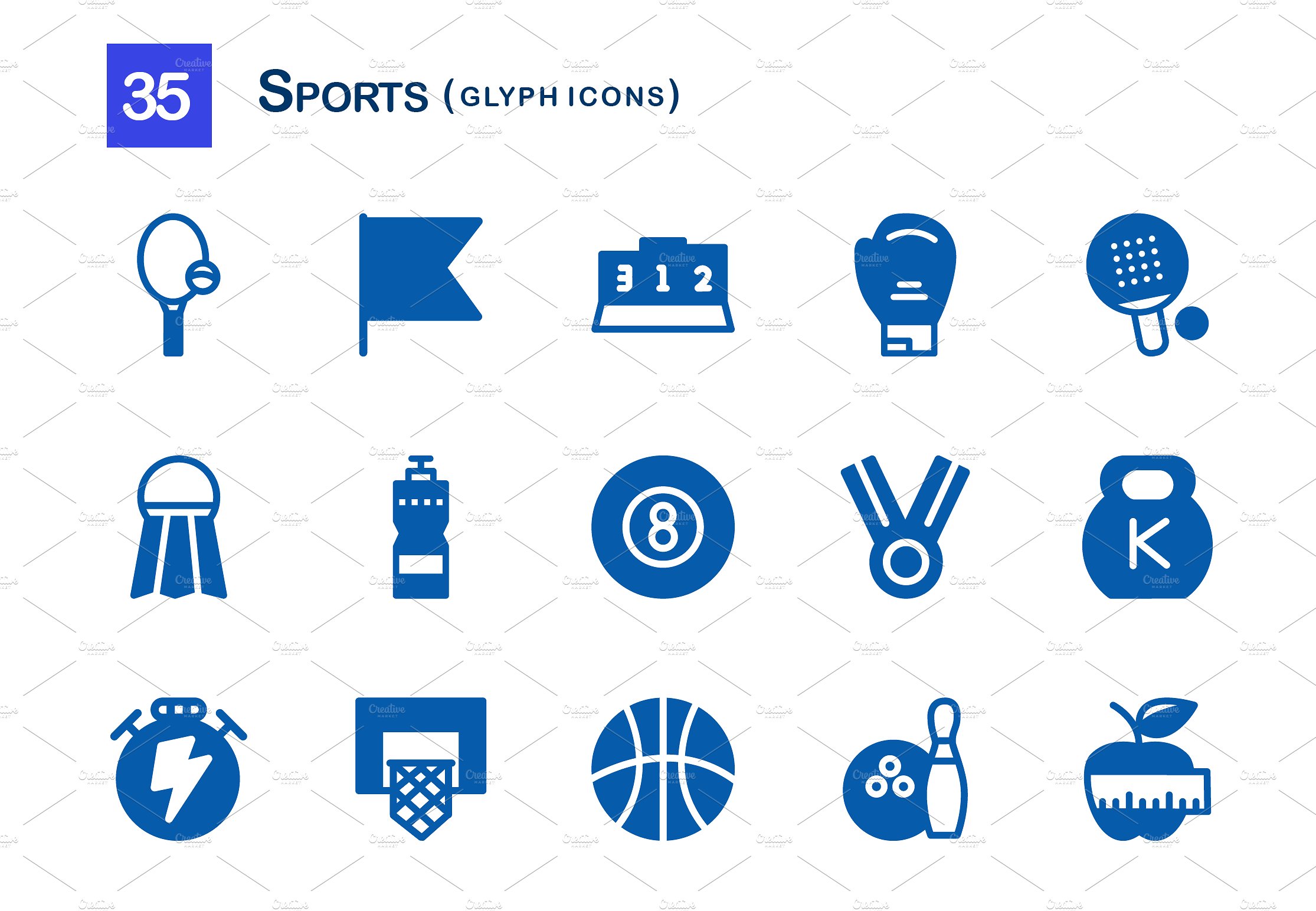 35 Sports Glyph Icons