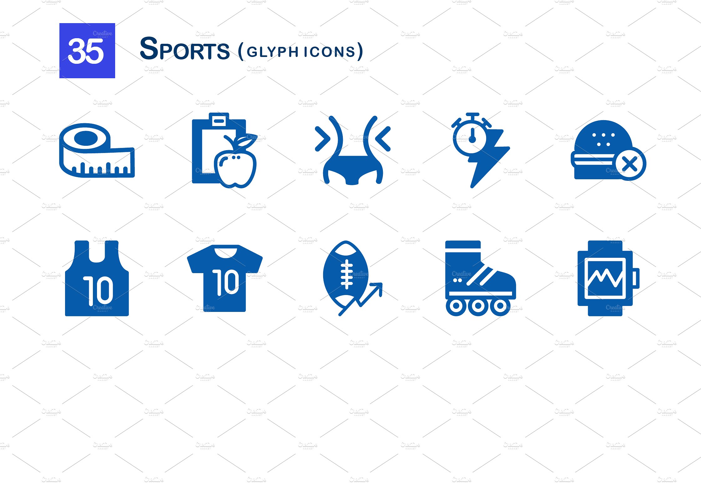 35 Sports Glyph Icons