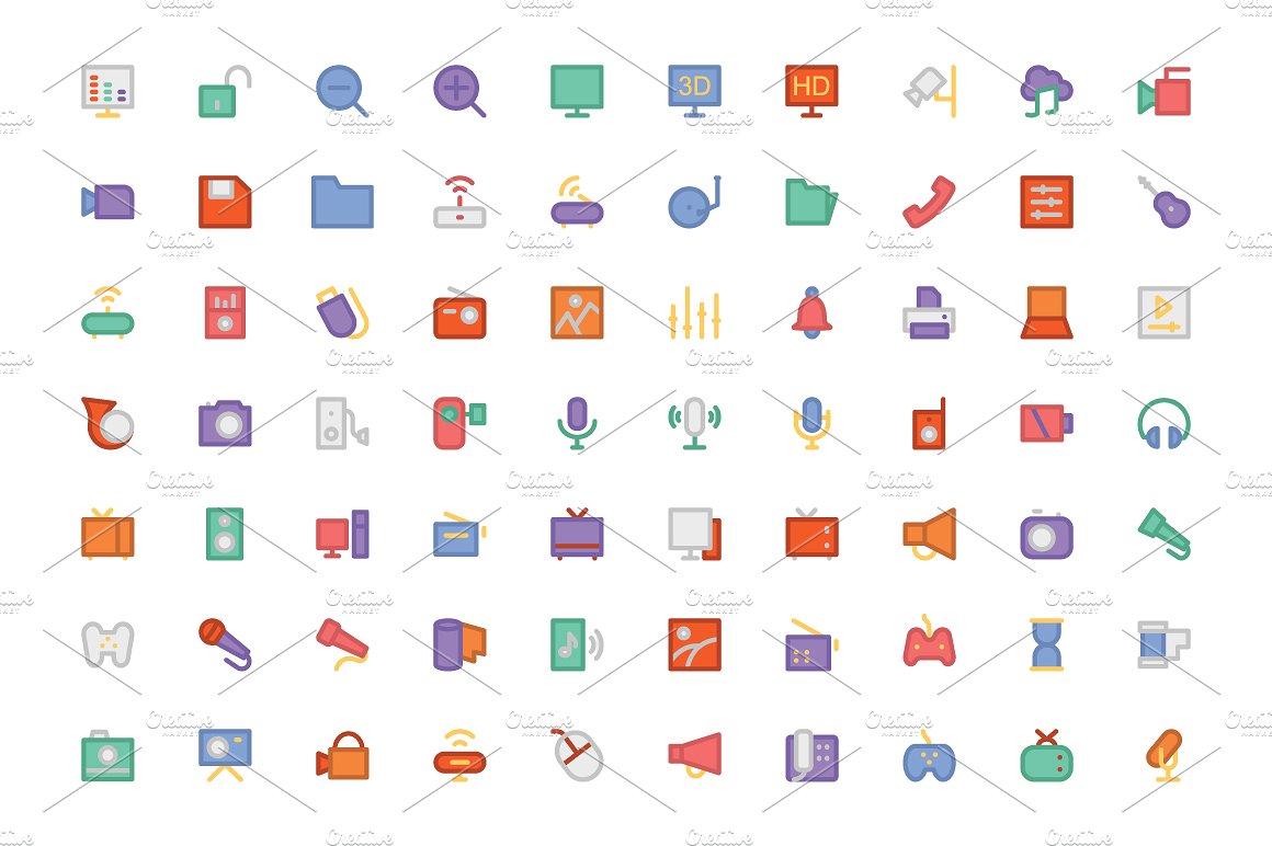 250 Multimedia Colored Icons