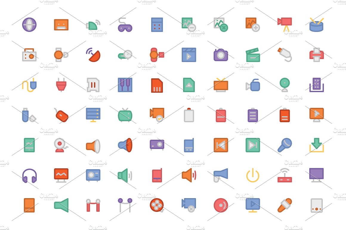 250 Multimedia Colored Icons