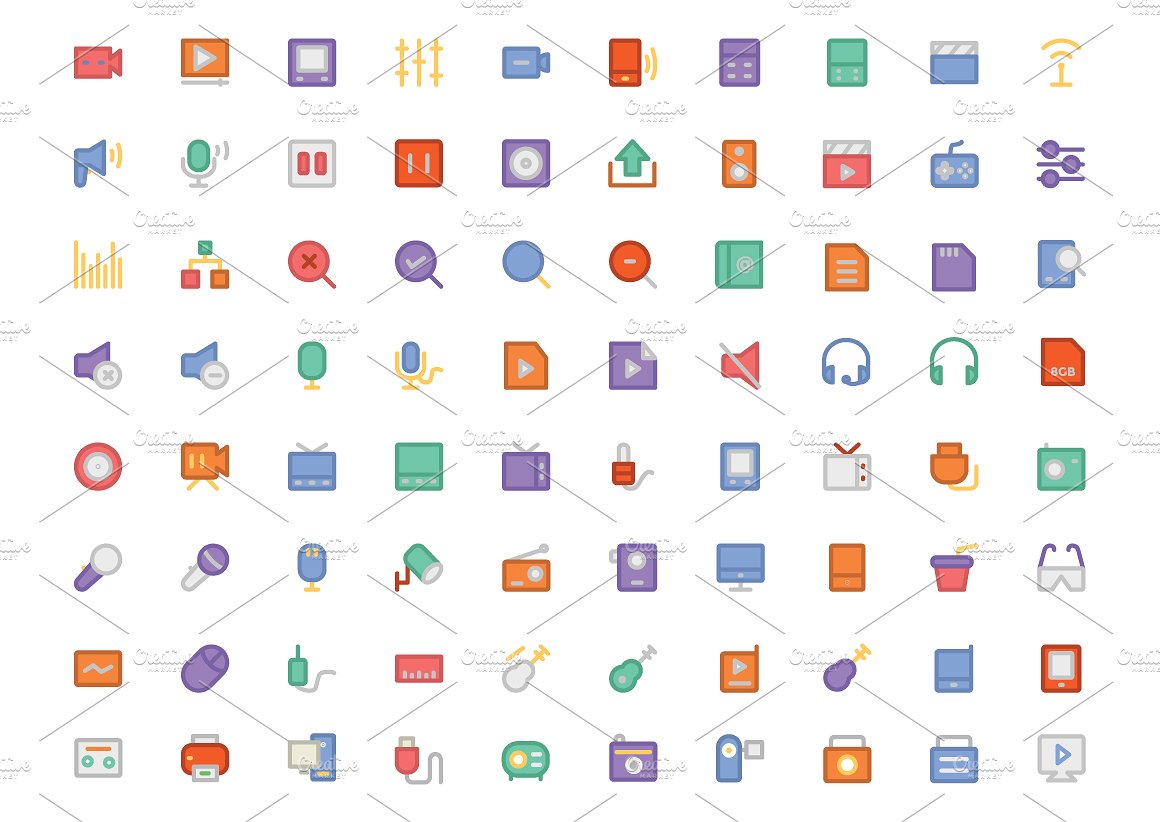 250 Multimedia Colored Icons