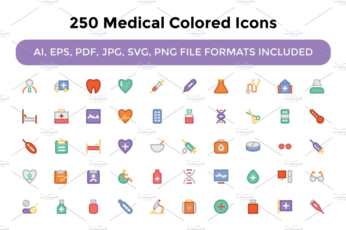 250 Medical Colored Icons