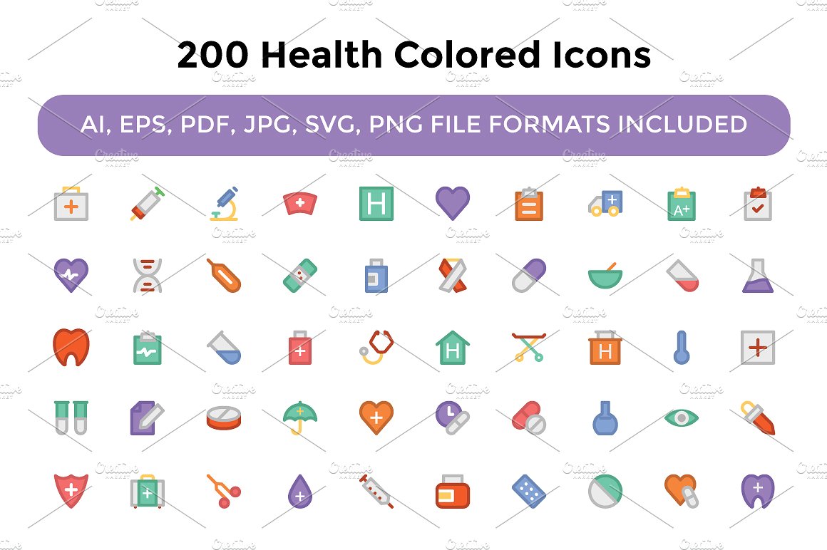 200 Health Colored Icons