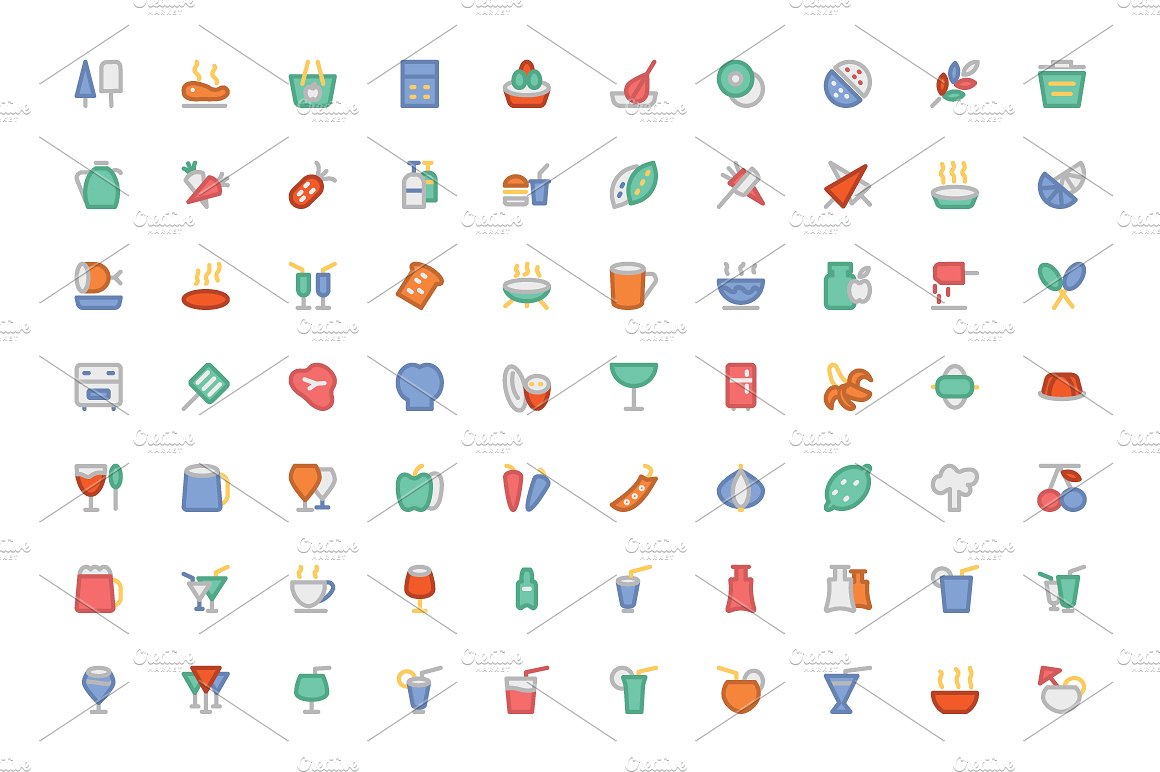 325 Food Colored Icons