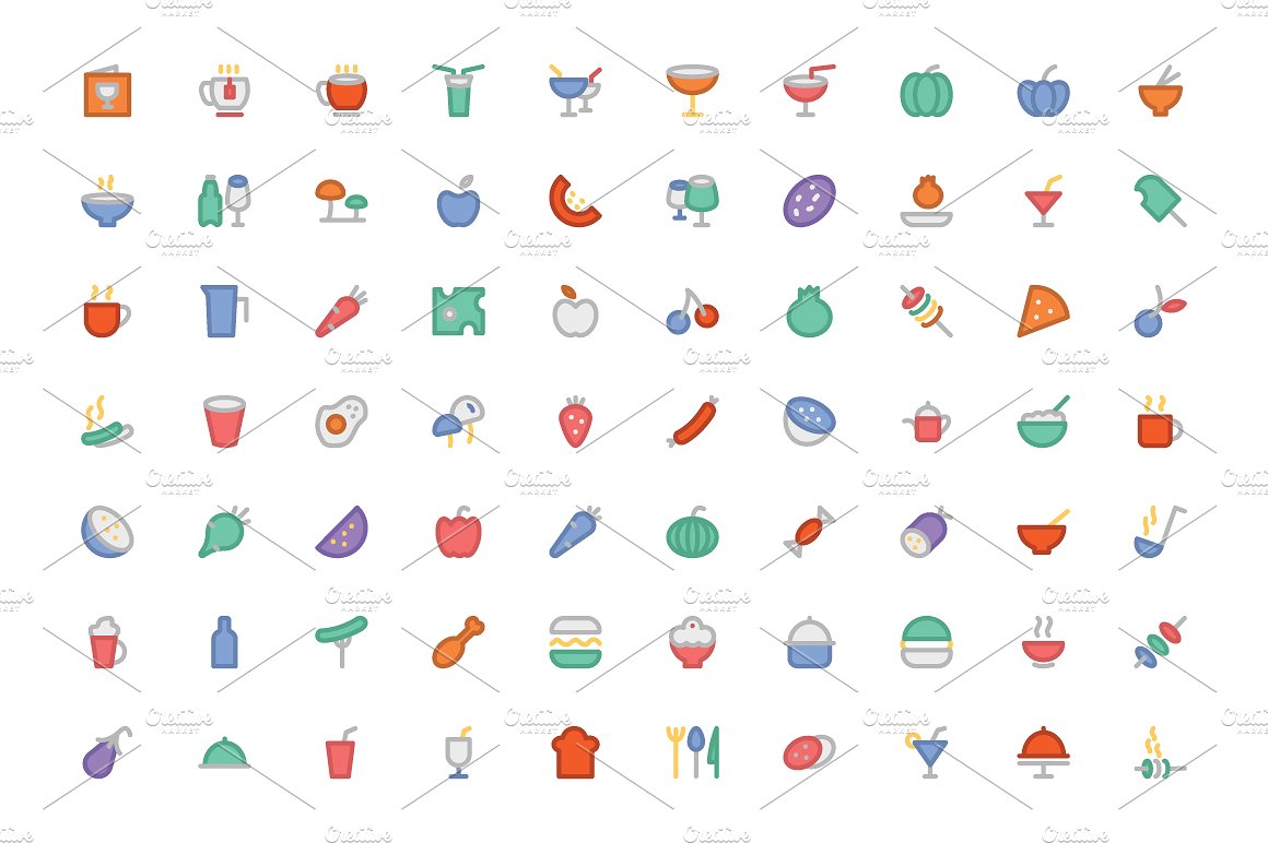 325 Food Colored Icons