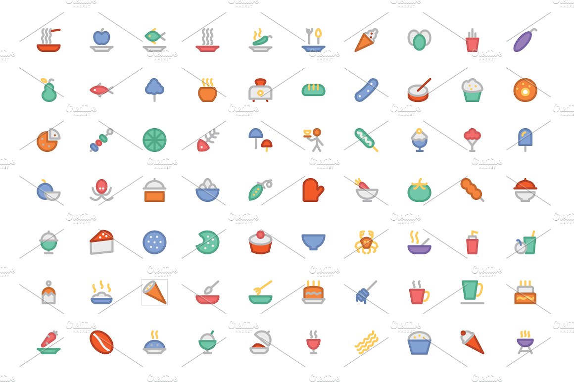 325 Food Colored Icons