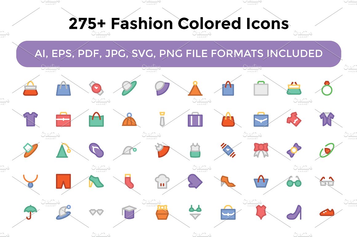 275 Fashion Colored Icons