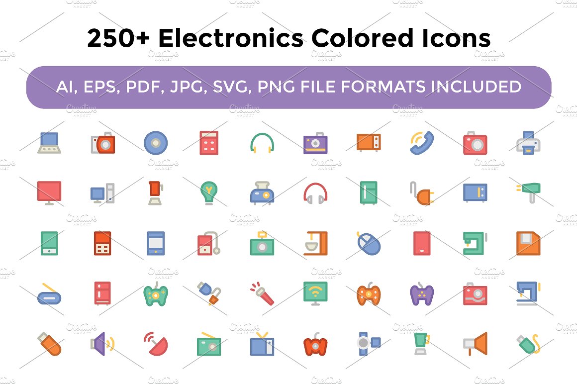 250 Electronics Colored Icons