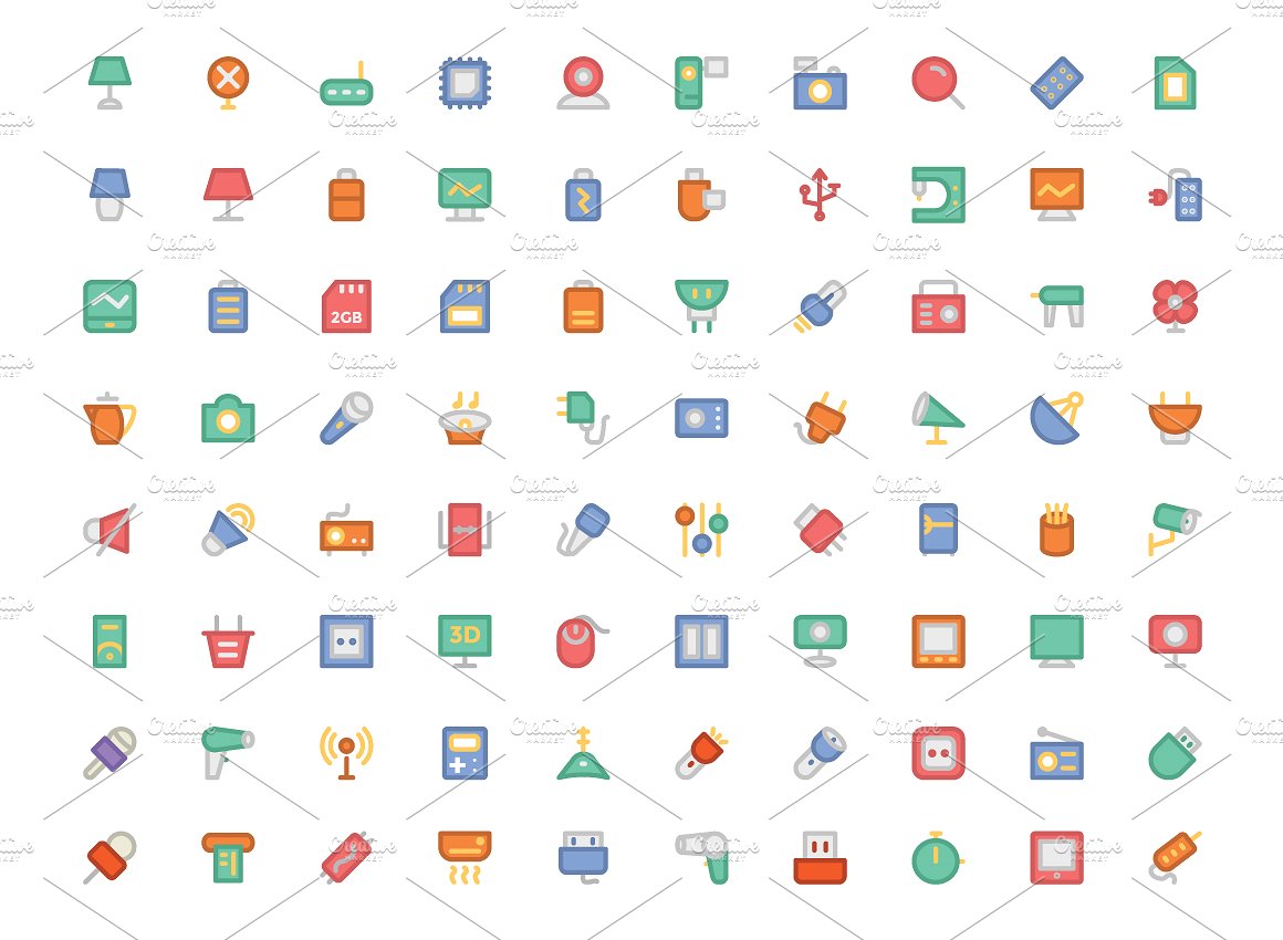 250 Electronics Colored Icons