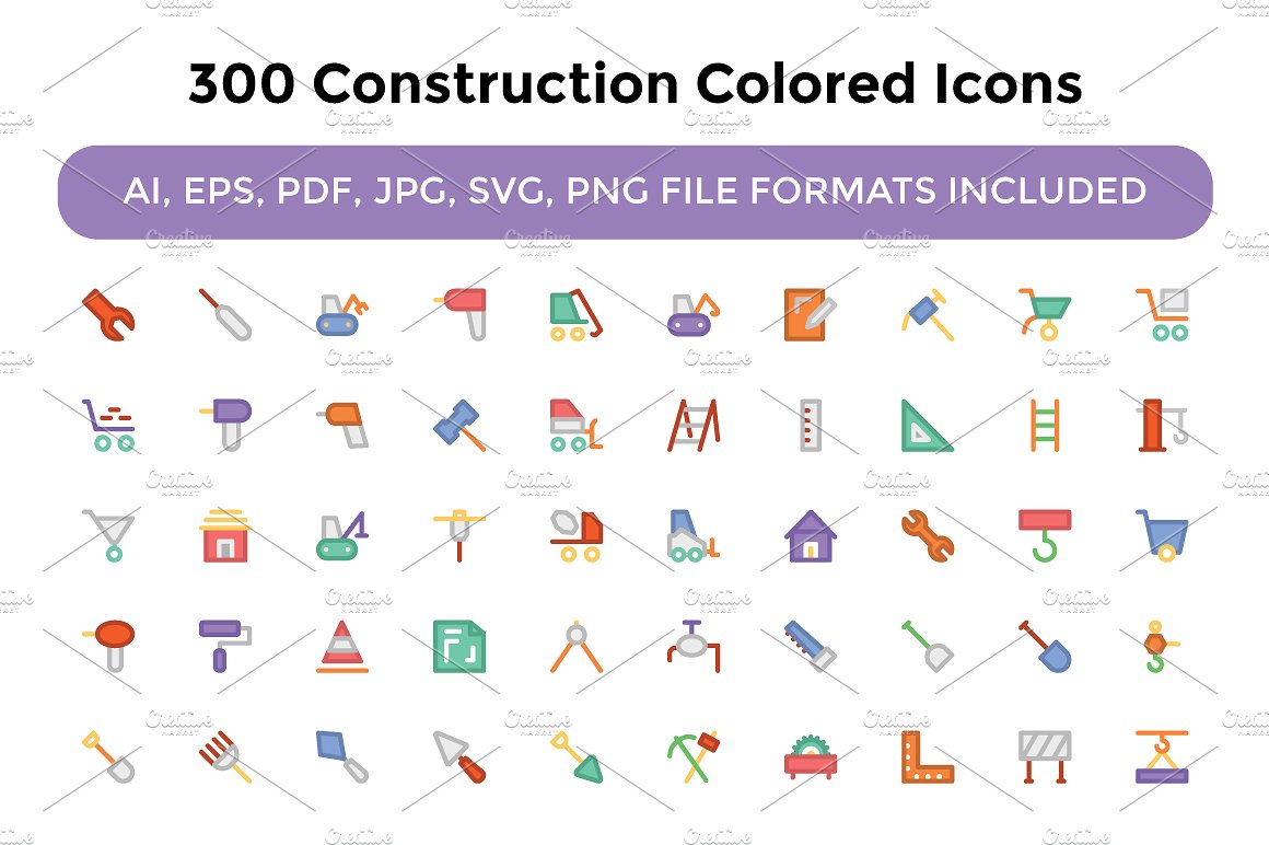 300 Construction Colored Icons