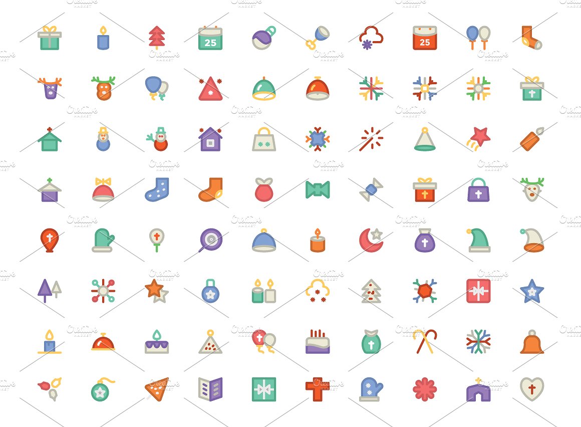 200 Christmas Colored Icons