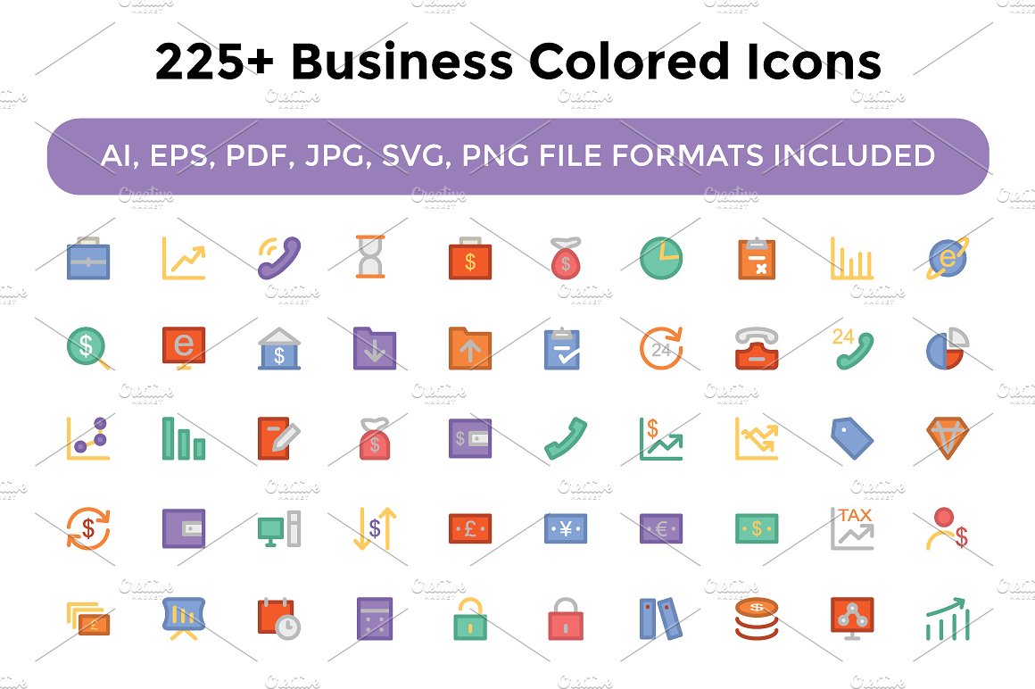 225 Business Colored Icons