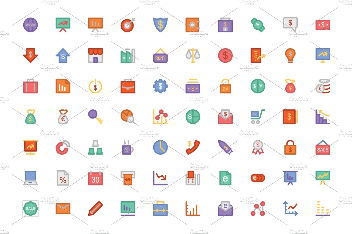 225 Business Colored Icons