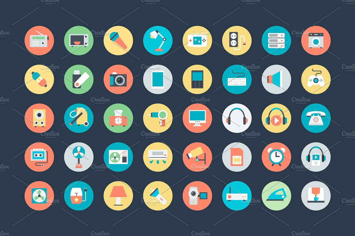 100 Flat Electronics Icons