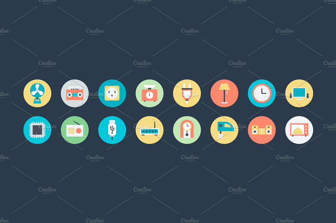 100 Flat Electronics Icons