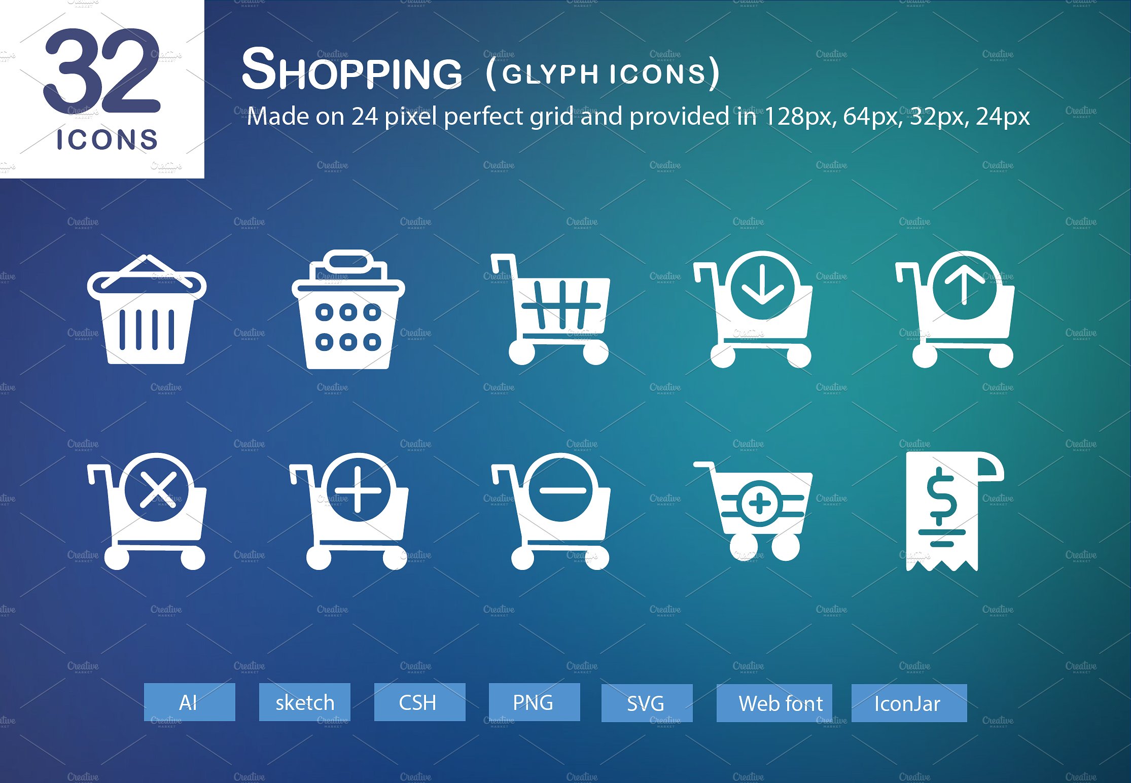 32 Shopping Glyph Icons