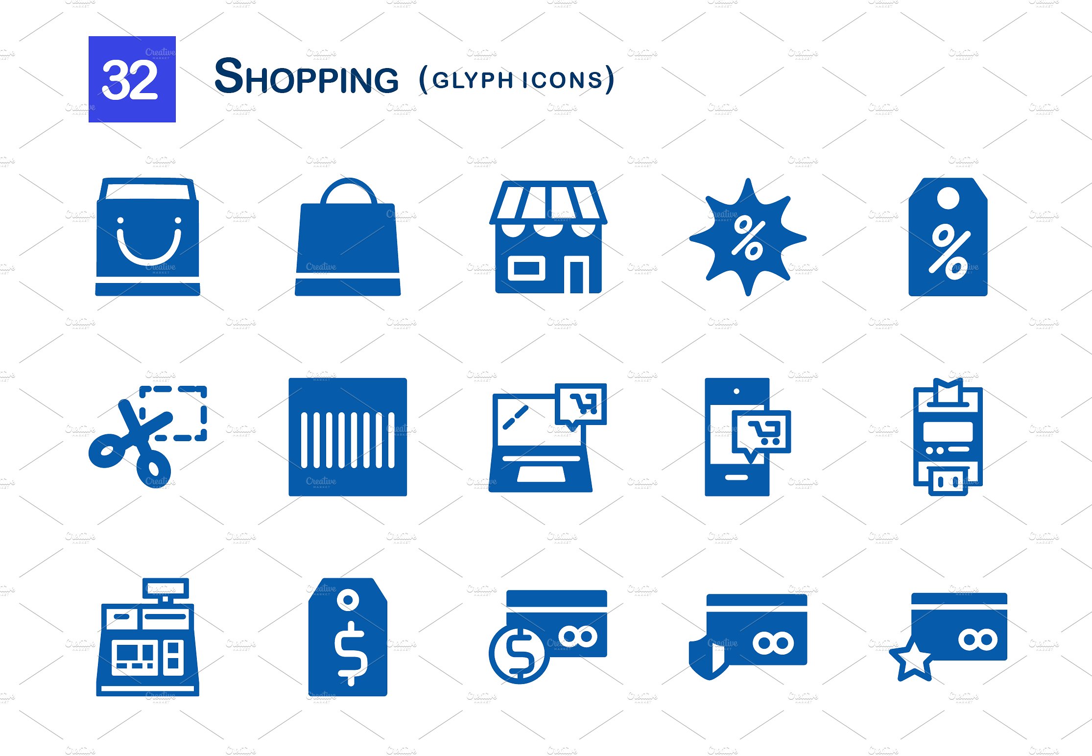 32 Shopping Glyph Icons