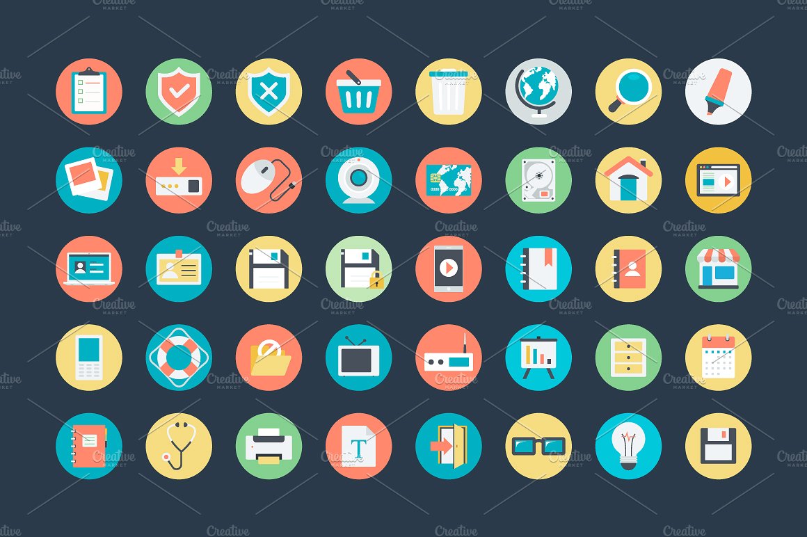 100 Flat Web Icons