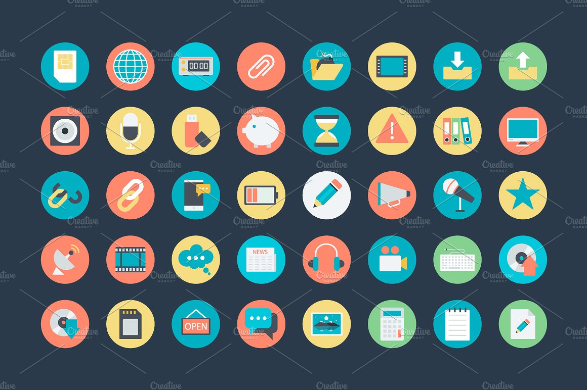 100 Flat Web Icons