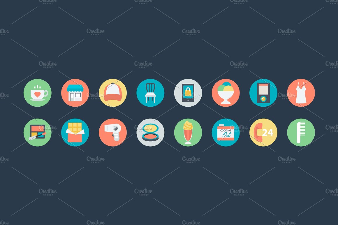 100 Flat Shopping Icons