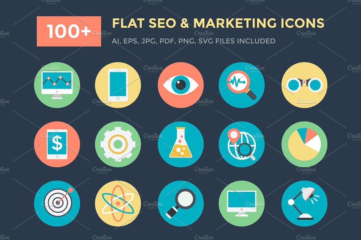 100 Flat Seo and Marketing Ic