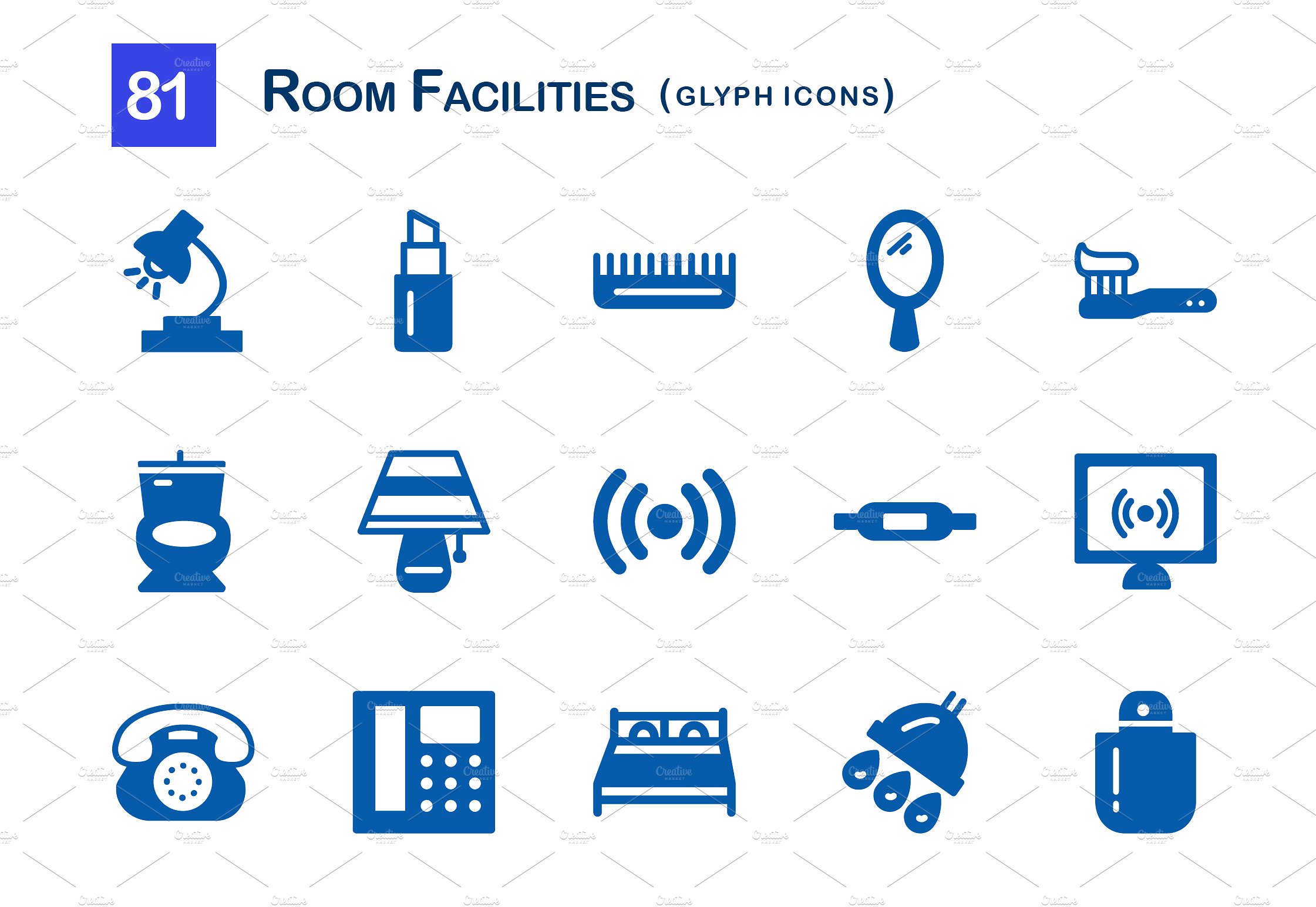 81 Room Facilities Glyph Icons