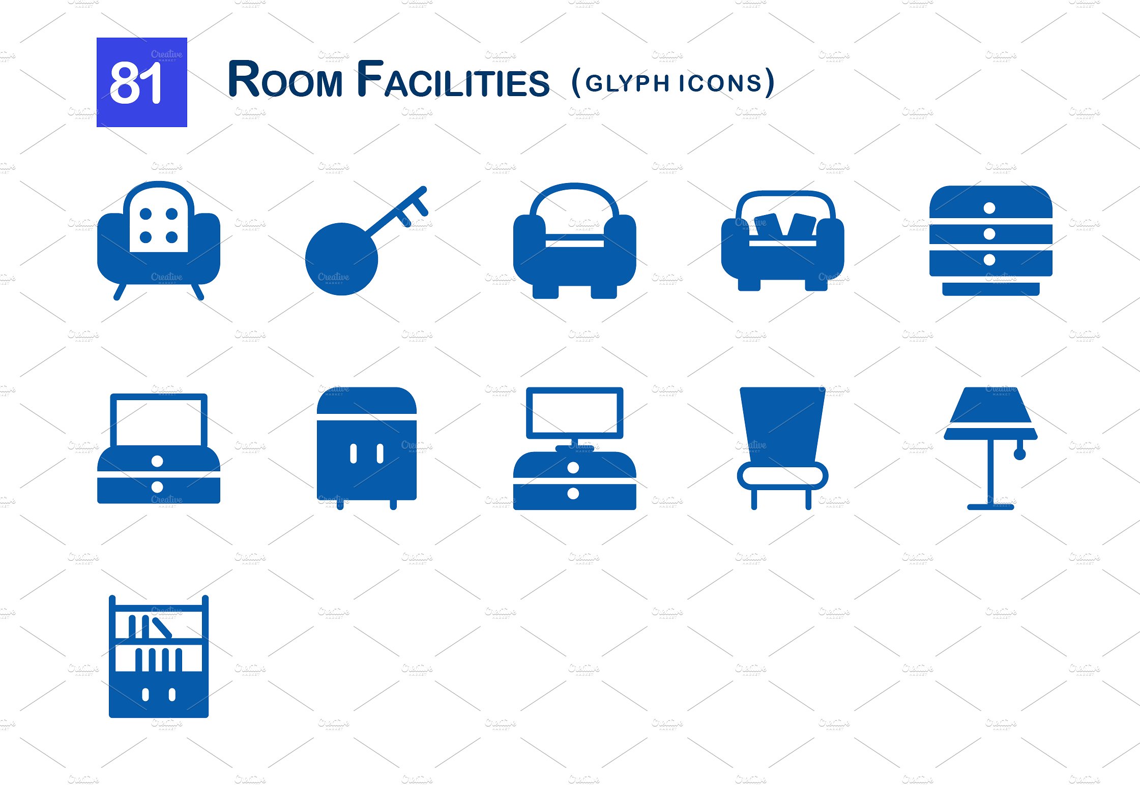 81 Room Facilities Glyph Icons