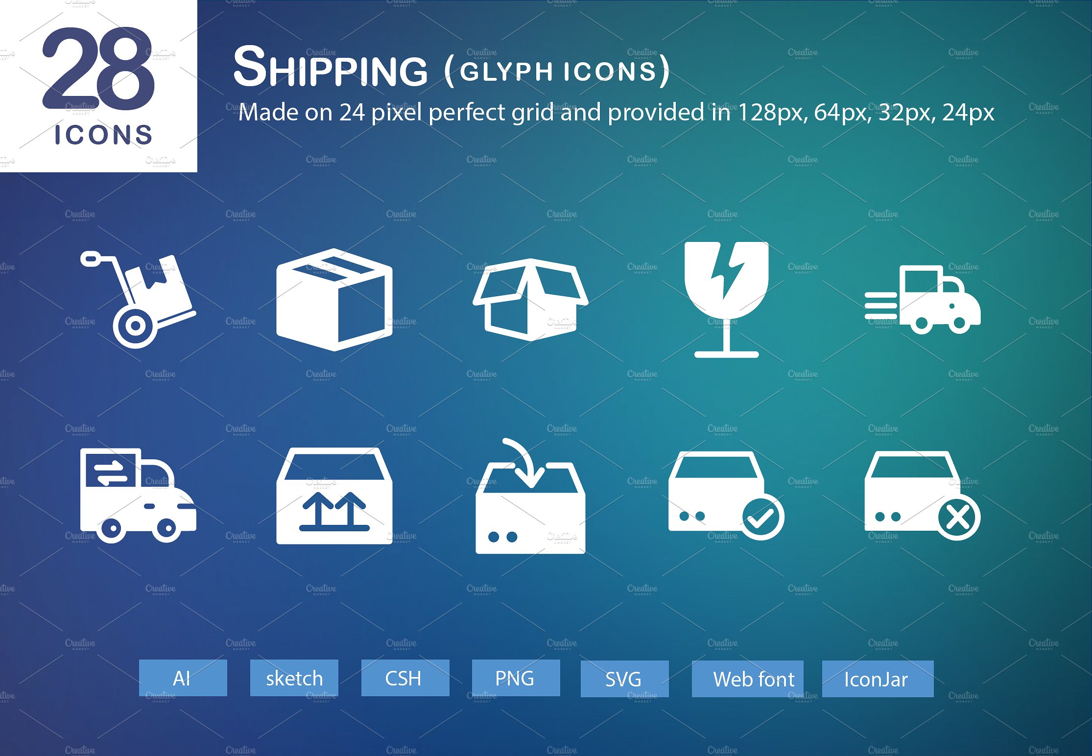 28 Shipping Glyph Icons