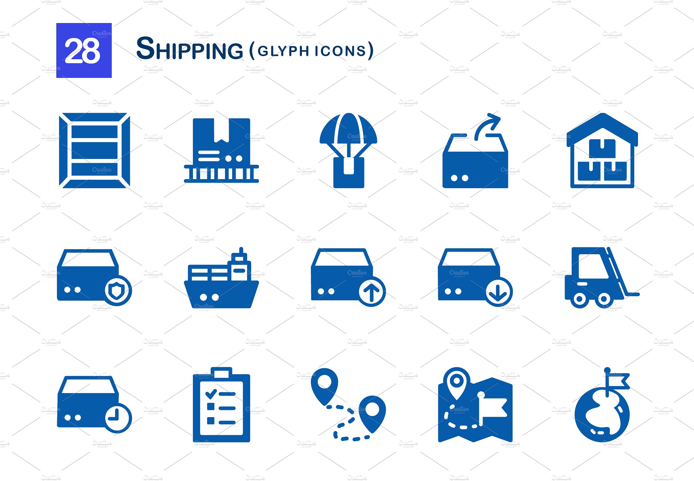 28 Shipping Glyph Icons