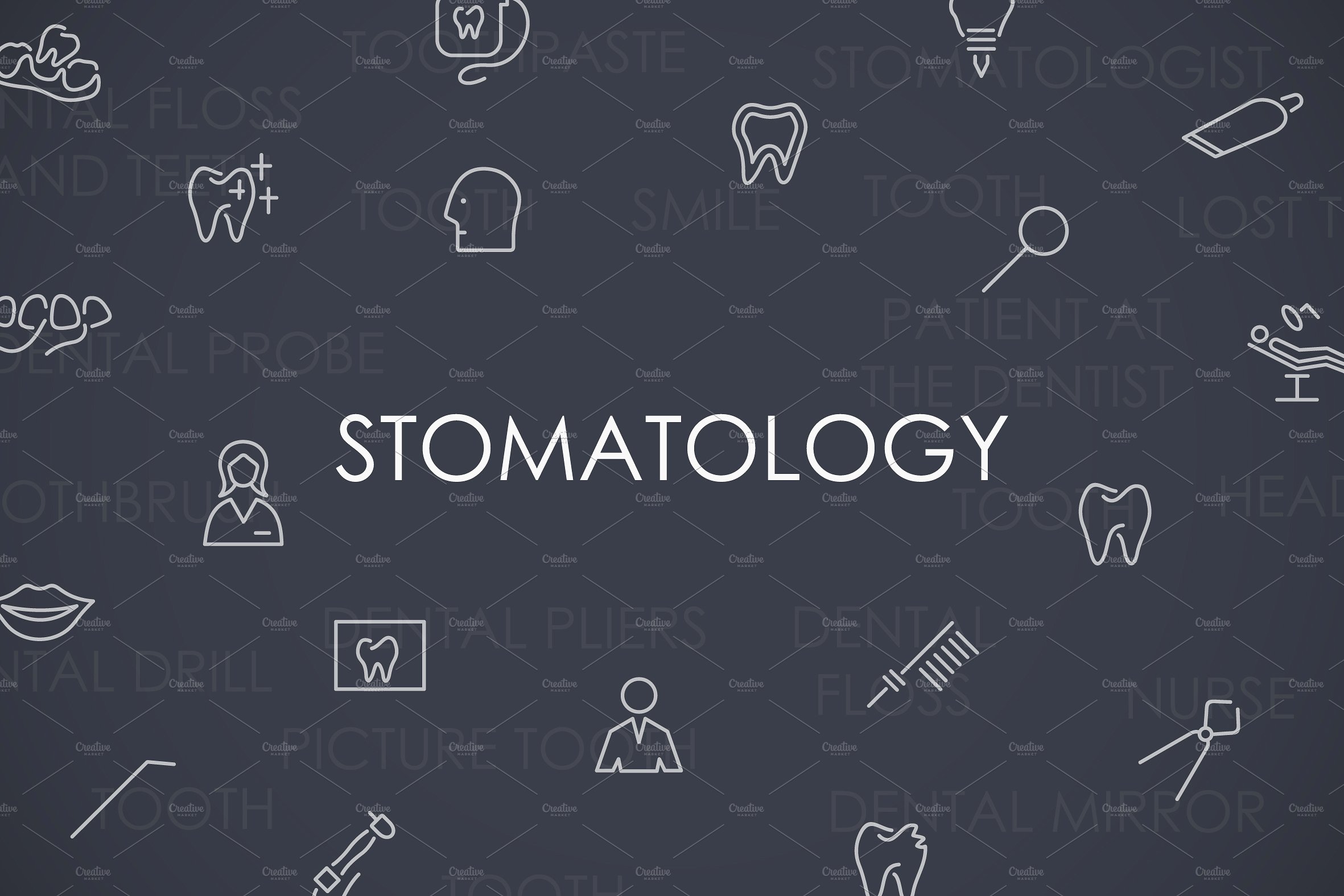 Stomatology thinline icons